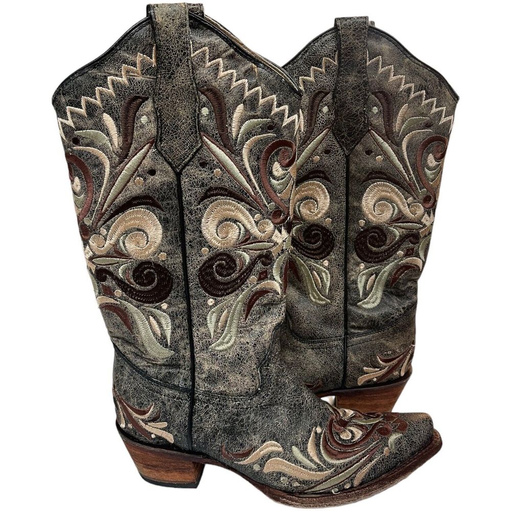 CORRAL Circle G L5438 Scanda Heart Embroidered Leather Western Boots Size 7